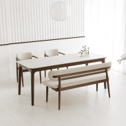 [헨지디자인] 베르나 5인 세라믹 식탁 SET (테이블+의자2+벤치의자)